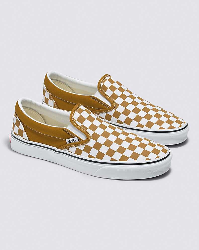 Vans Classic Slip-On Checkerboard Ayakkabı Kadın Kahverengi | Türkiye HFM145962