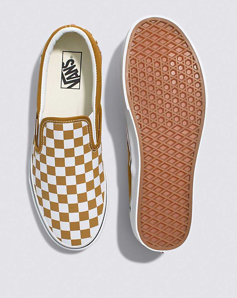 Vans Classic Slip-On Checkerboard Ayakkabı Kadın Kahverengi | Türkiye HFM145962