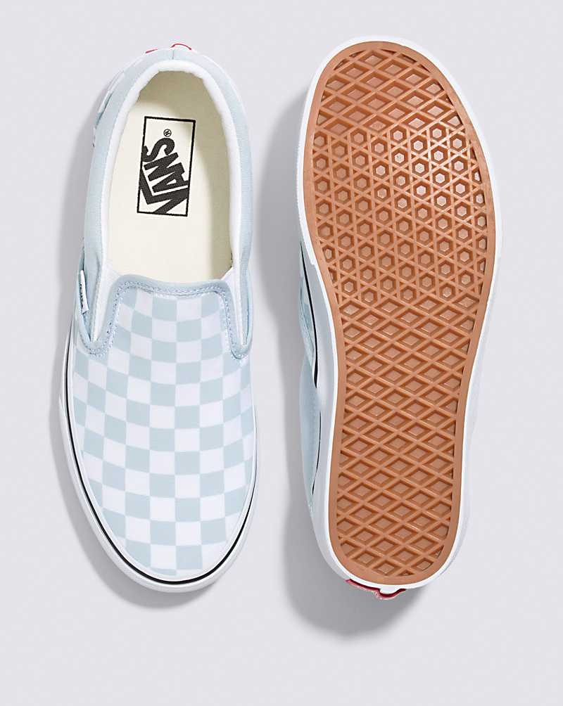 Vans Classic Slip-On Checkerboard Ayakkabı Kadın Mavi Beyaz | Türkiye UTF125687