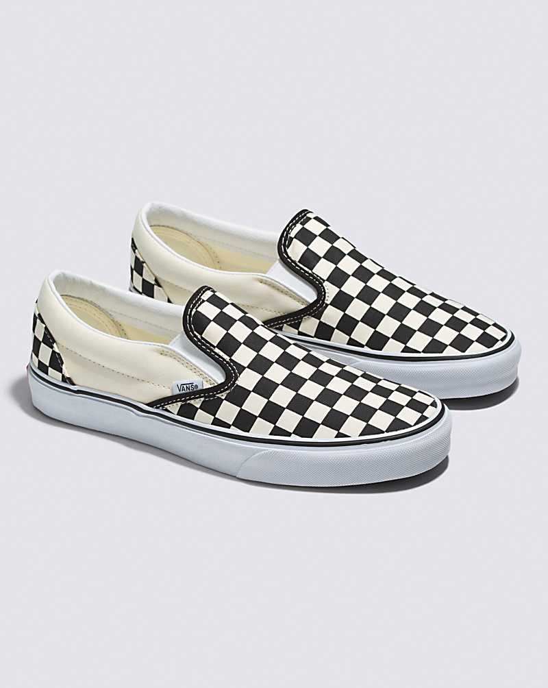 Vans Classic Slip-On Checkerboard Ayakkabı Kadın Siyah Beyaz | Türkiye VLW376049