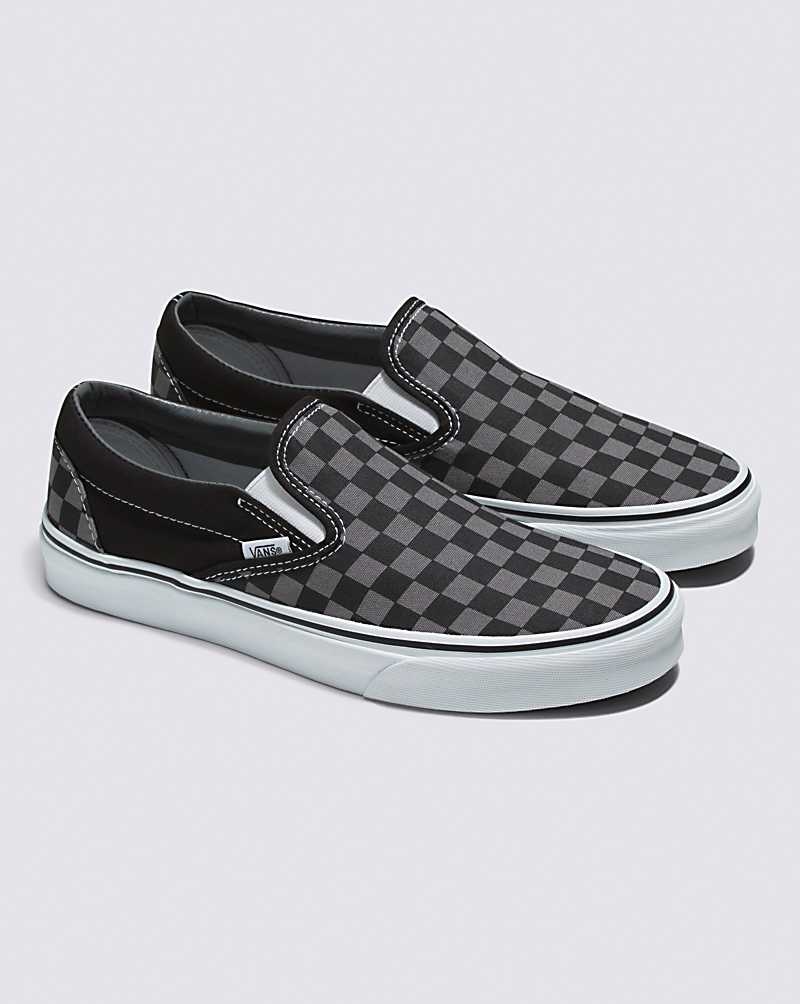 Vans Classic Slip-On Checkerboard Ayakkabı Kadın Siyah Gri | Türkiye YUA406832