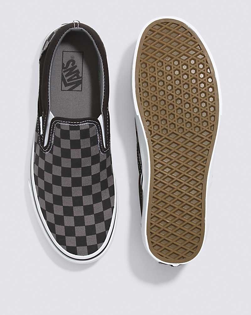 Vans Classic Slip-On Checkerboard Ayakkabı Kadın Siyah Gri | Türkiye YUA406832