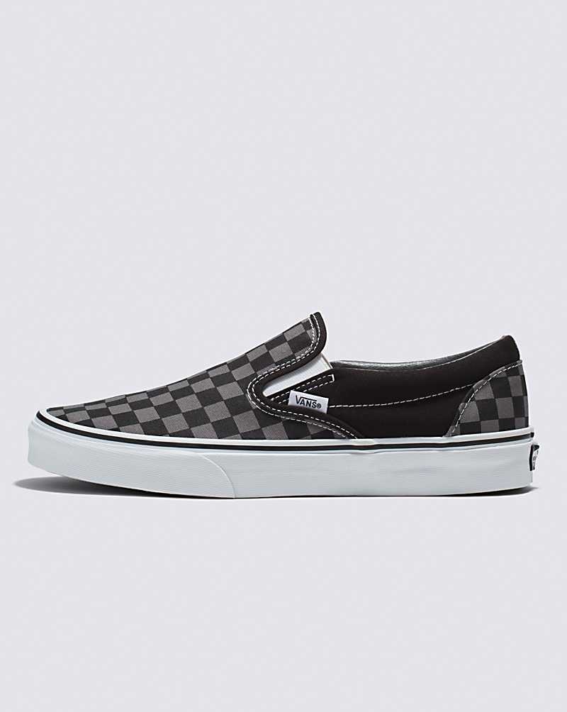 Vans Classic Slip-On Checkerboard Ayakkabı Kadın Siyah Gri | Türkiye YUA406832