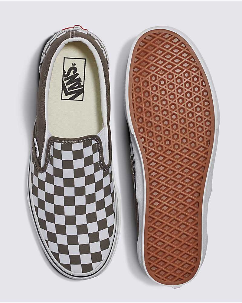 Vans Classic Slip-On Checkerboard Ayakkabı Erkek Haki | Türkiye IXT943865