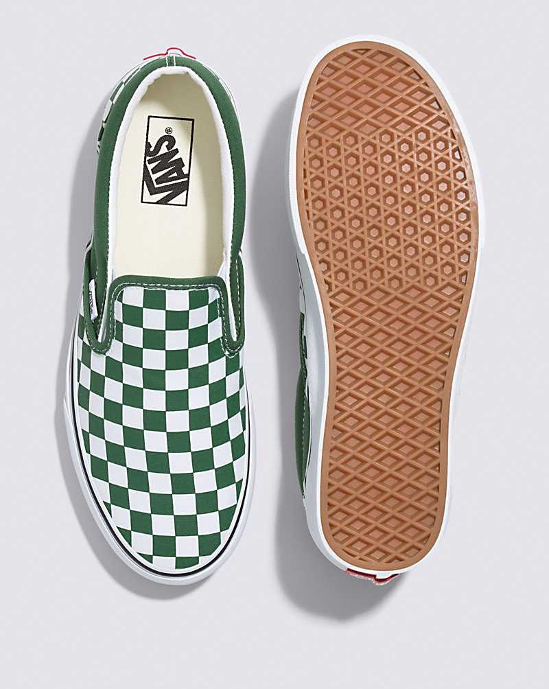 Vans Classic Slip-On Checkerboard Ayakkabı Erkek Yeşil | Türkiye OQE762034