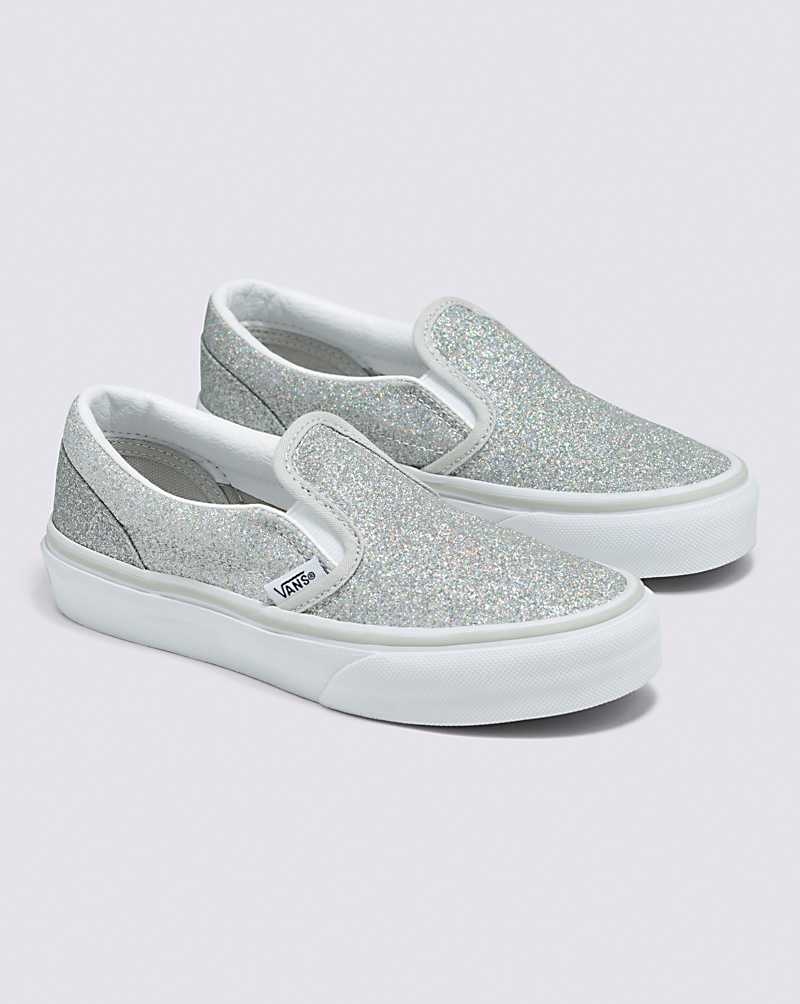 Vans Classic Slip-On Glitter Ayakkabı Çocuk Gümüş | Türkiye KCD196328