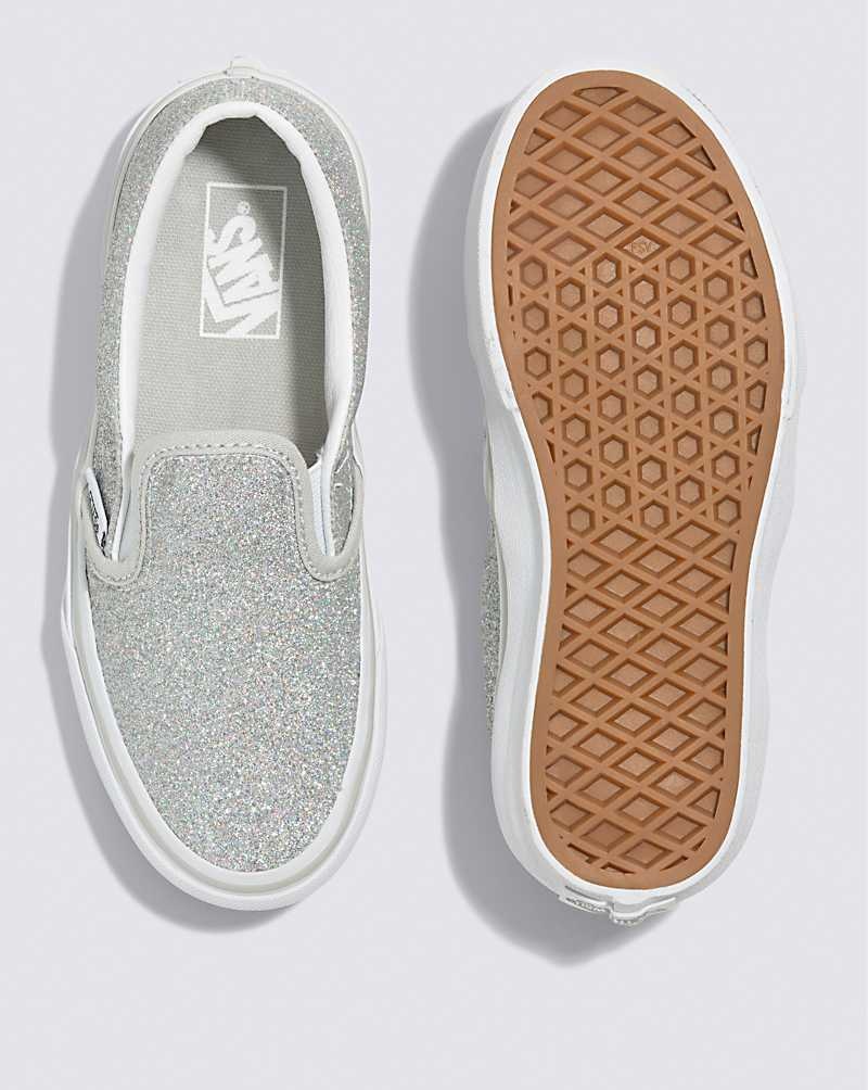 Vans Classic Slip-On Glitter Ayakkabı Çocuk Gümüş | Türkiye KCD196328