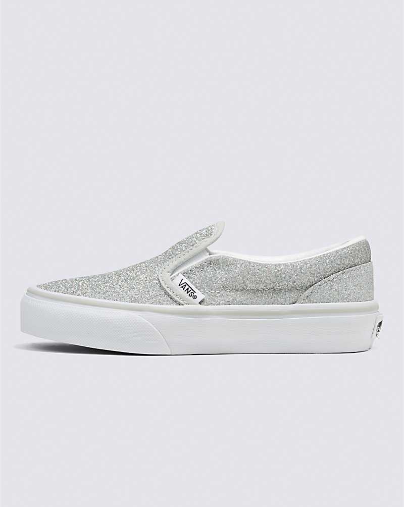 Vans Classic Slip-On Glitter Ayakkabı Çocuk Gümüş | Türkiye KCD196328