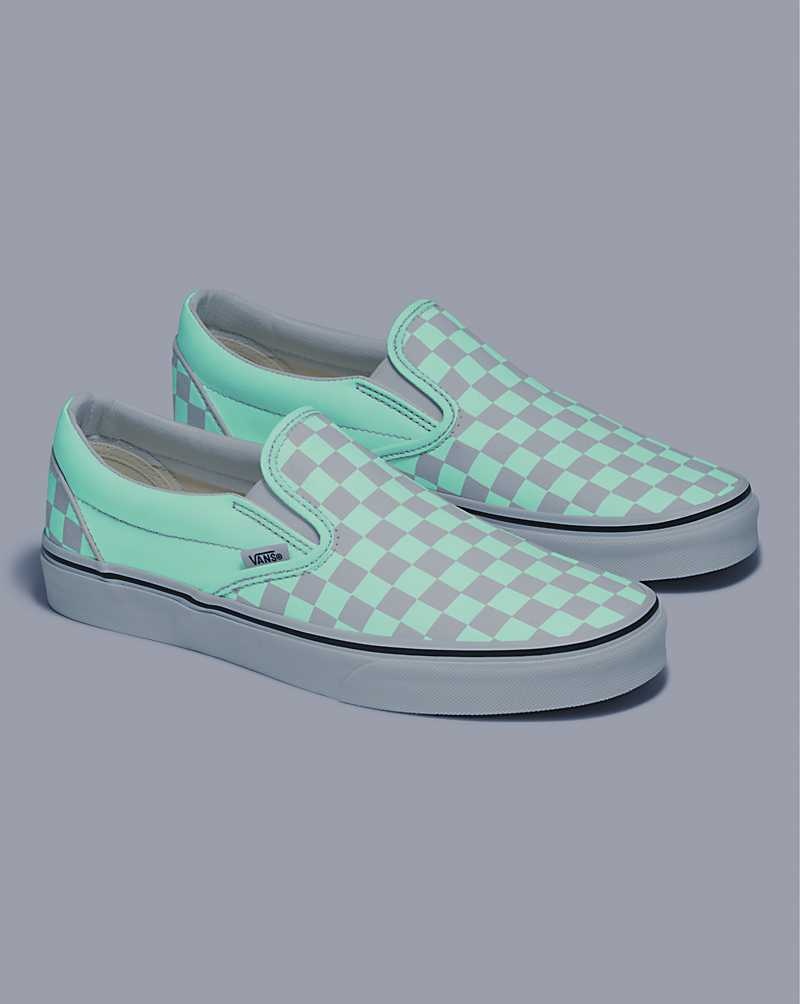 Vans Classic Slip-On Glow Checkerboard Ayakkabı Kadın Beyaz | Türkiye HQW627541