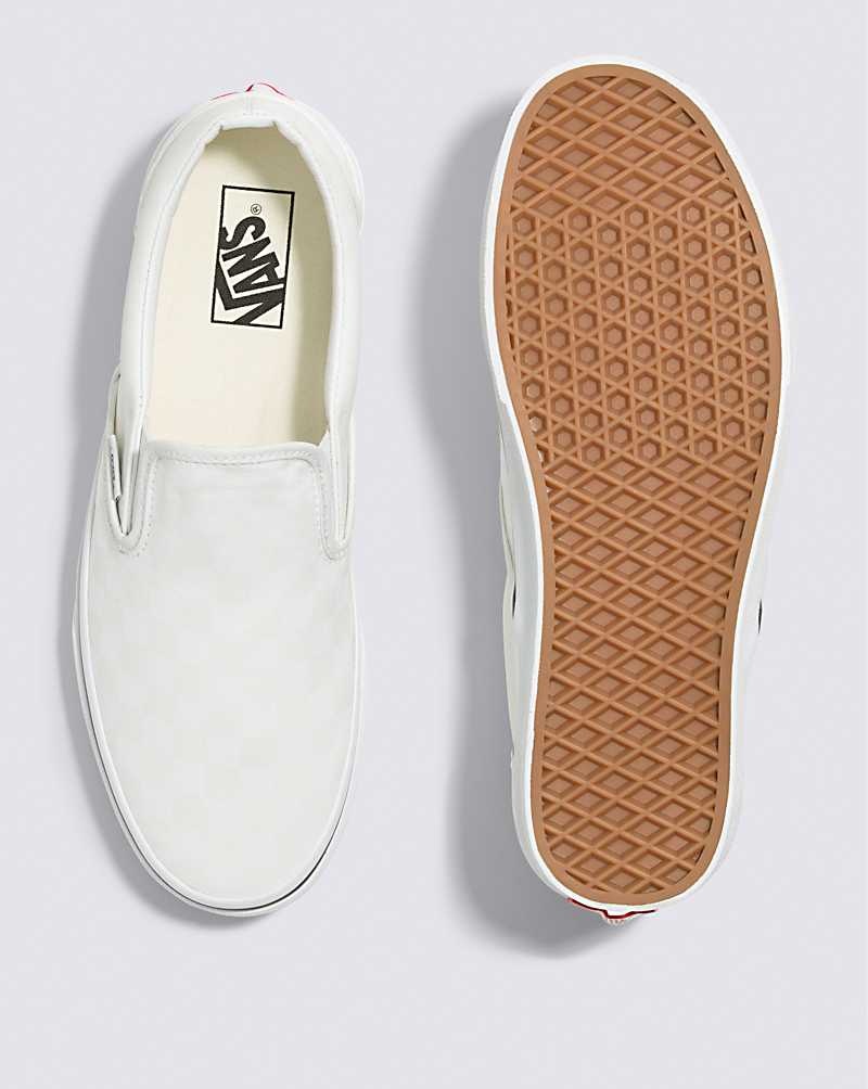 Vans Classic Slip-On Glow Checkerboard Ayakkabı Kadın Beyaz | Türkiye HQW627541