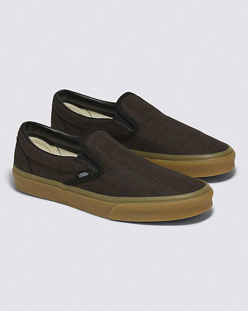 Vans Classic Slip-On Herringbone Ayakkabı Erkek Siyah Kahverengi | Türkiye YNI630271