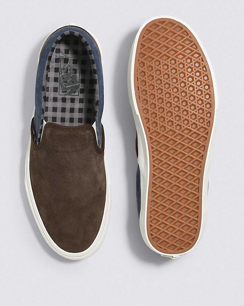 Vans Classic Slip-On Pig Süet Ayakkabı Kadın Kahverengi Lacivert | Türkiye WVU137826