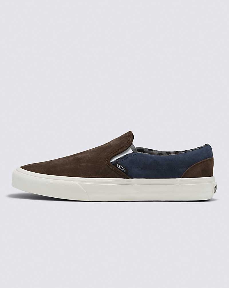 Vans Classic Slip-On Pig Süet Ayakkabı Kadın Kahverengi Lacivert | Türkiye WVU137826