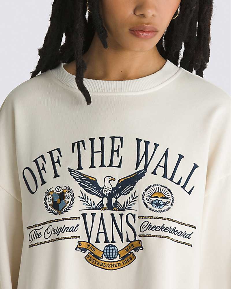 Vans Coastal Crest Oversized Crew Sweatshirt Kadın Bej Rengi | Türkiye ZQM046328