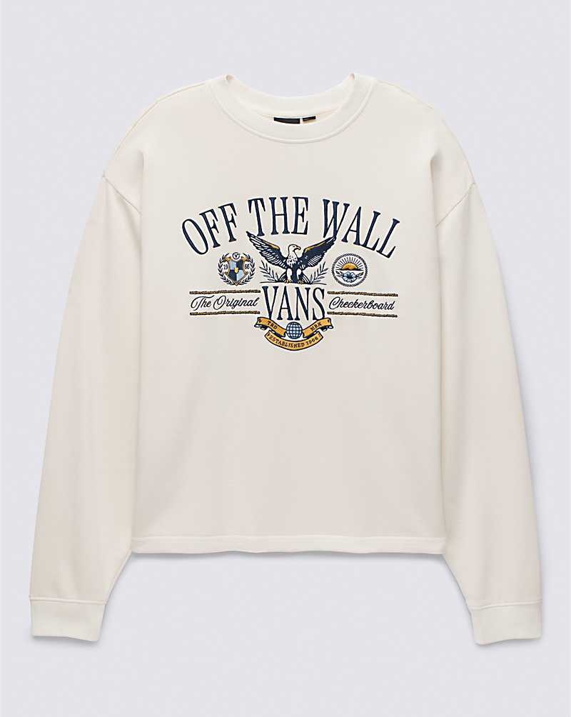 Vans Coastal Crest Oversized Crew Sweatshirt Kadın Bej Rengi | Türkiye ZQM046328