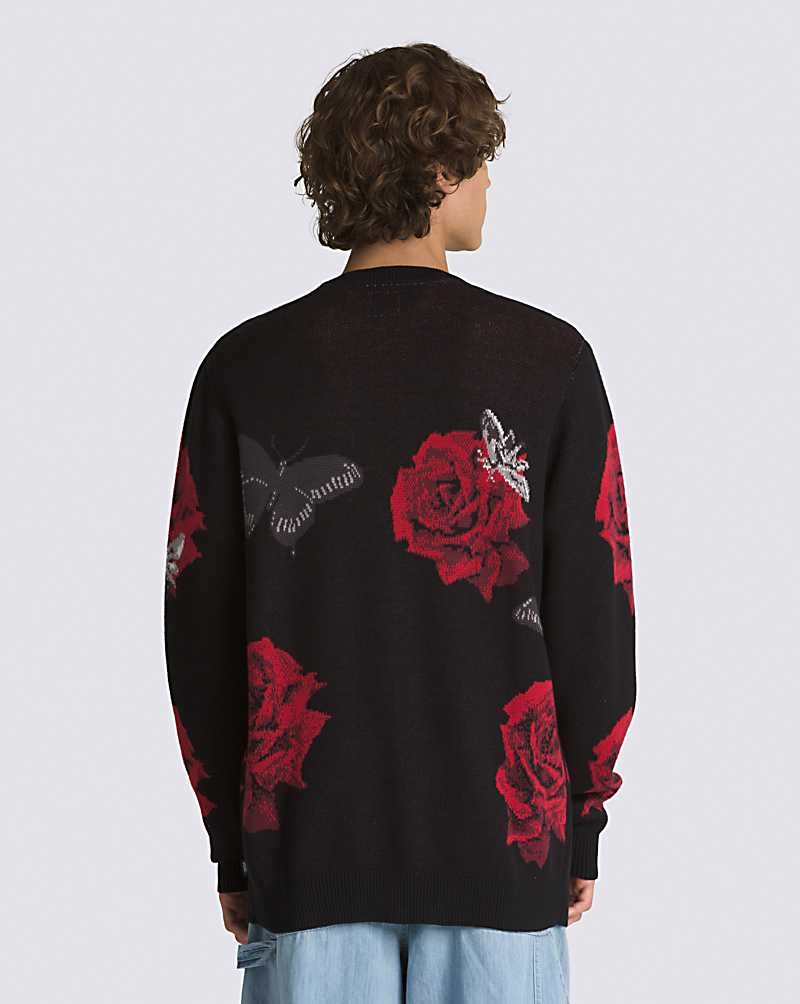 Vans Composite Rose Jacquard Cardigan Kazak Erkek Siyah | Türkiye VGI895126