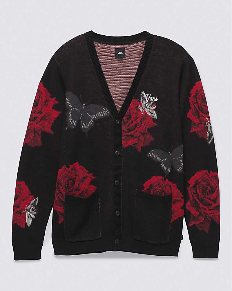 Vans Composite Rose Jacquard Cardigan Kazak Erkek Siyah | Türkiye VGI895126