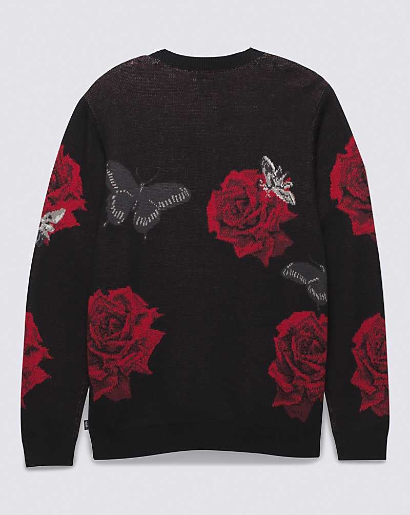 Vans Composite Rose Jacquard Cardigan Kazak Erkek Siyah | Türkiye VGI895126