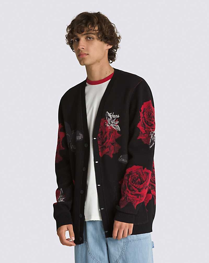 Vans Composite Rose Jacquard Cardigan Kazak Erkek Siyah | Türkiye VGI895126