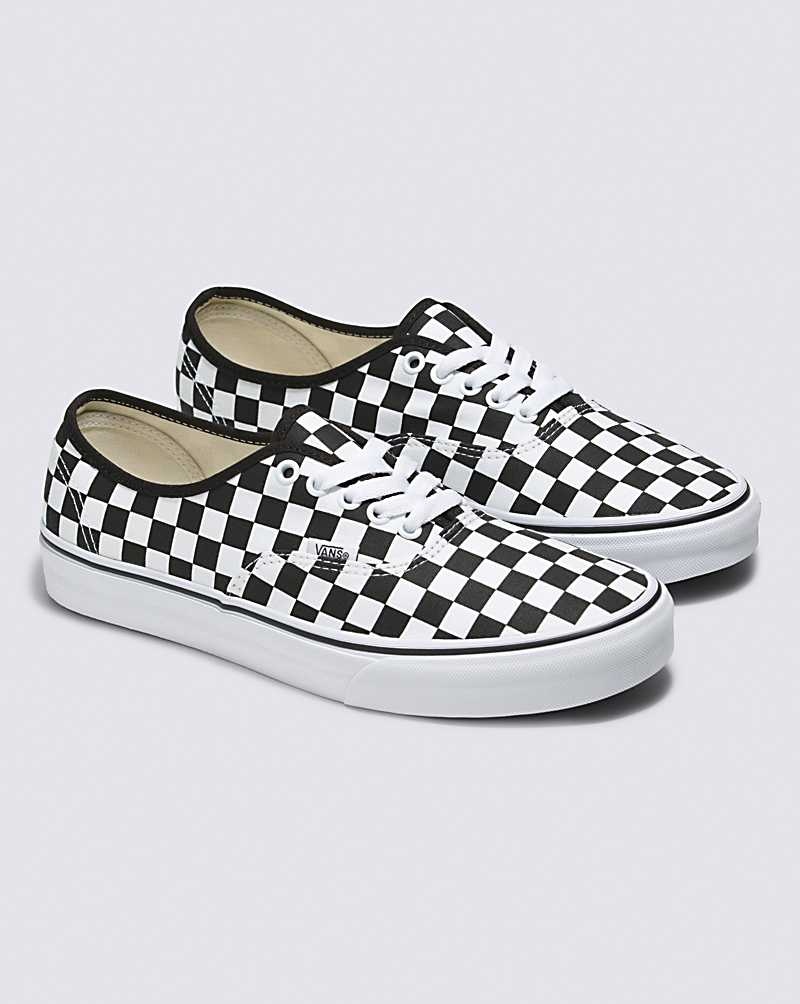 Vans Customs Checkerboard Authentic Geniş Ayakkabı Erkek Siyah Beyaz | Türkiye HRX491023