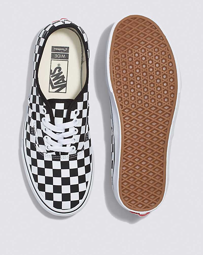 Vans Customs Checkerboard Authentic Geniş Ayakkabı Erkek Siyah Beyaz | Türkiye HRX491023