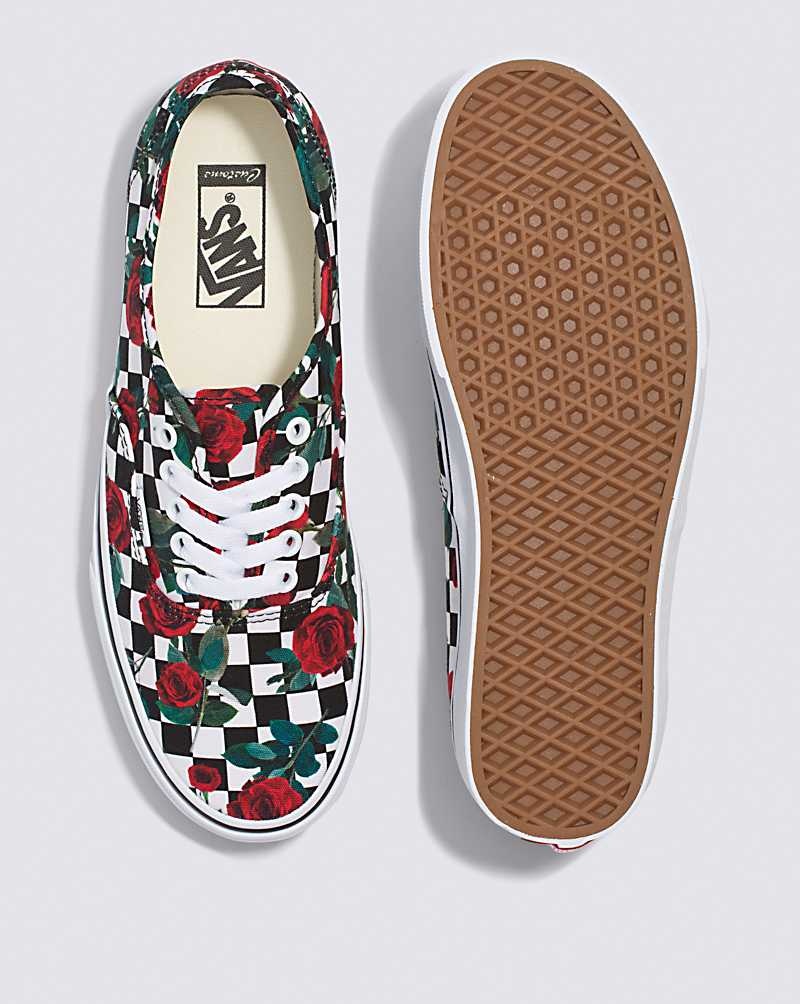 Vans Customs Checkerboard Roses Authentic Ayakkabı Erkek Renkli | Türkiye EYW805317