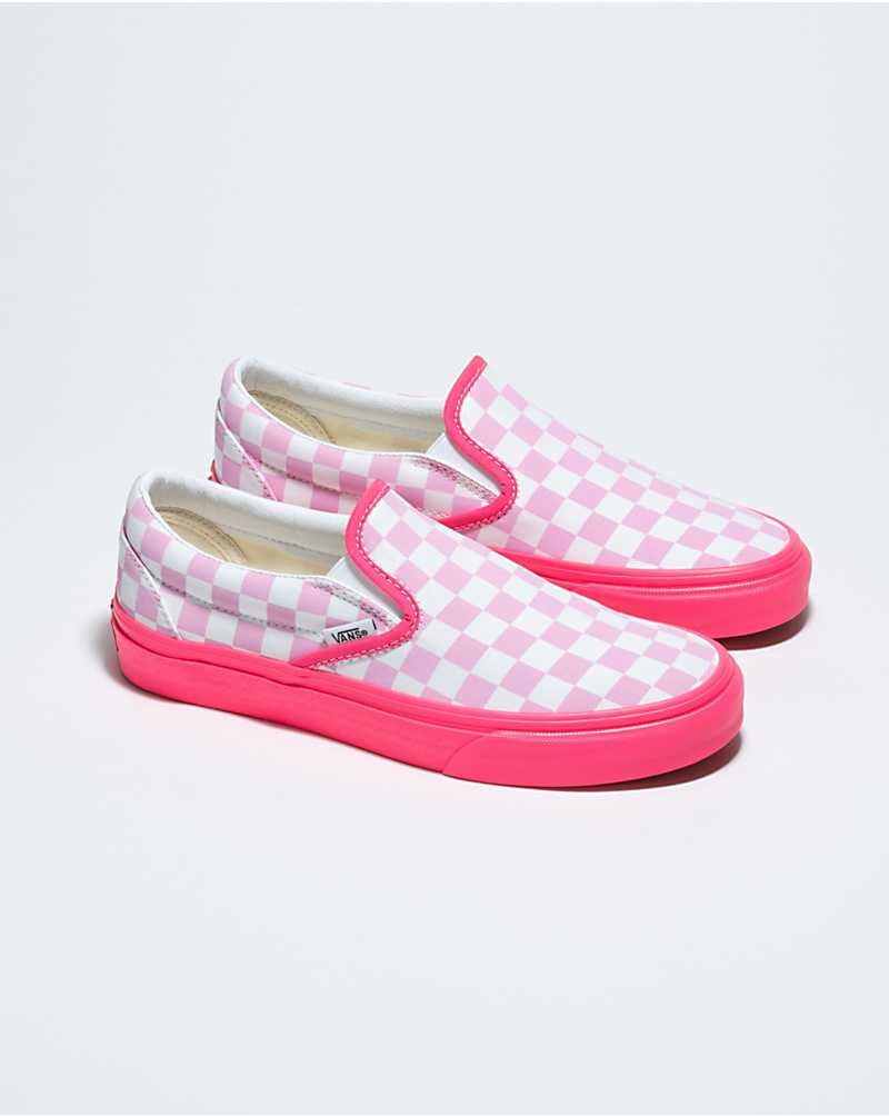 Vans Customs Checkerboard Slip-On Ayakkabı Kadın Pembe Beyaz | Türkiye QBS526740