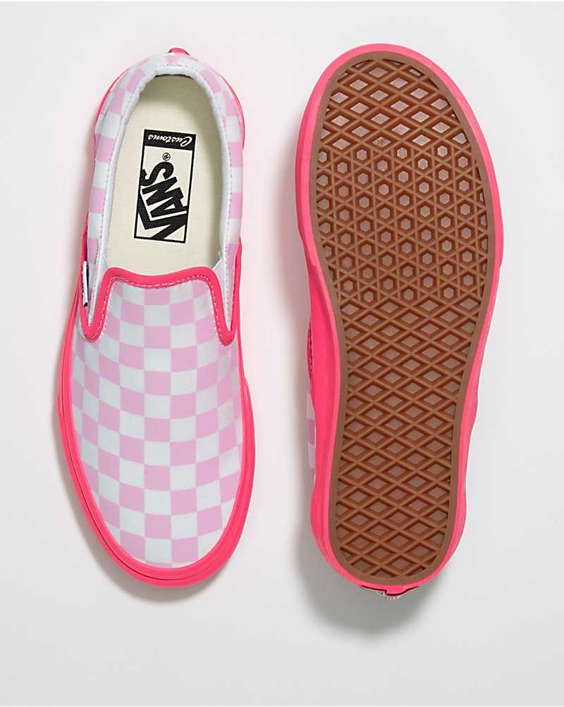 Vans Customs Checkerboard Slip-On Ayakkabı Kadın Pembe Beyaz | Türkiye QBS526740