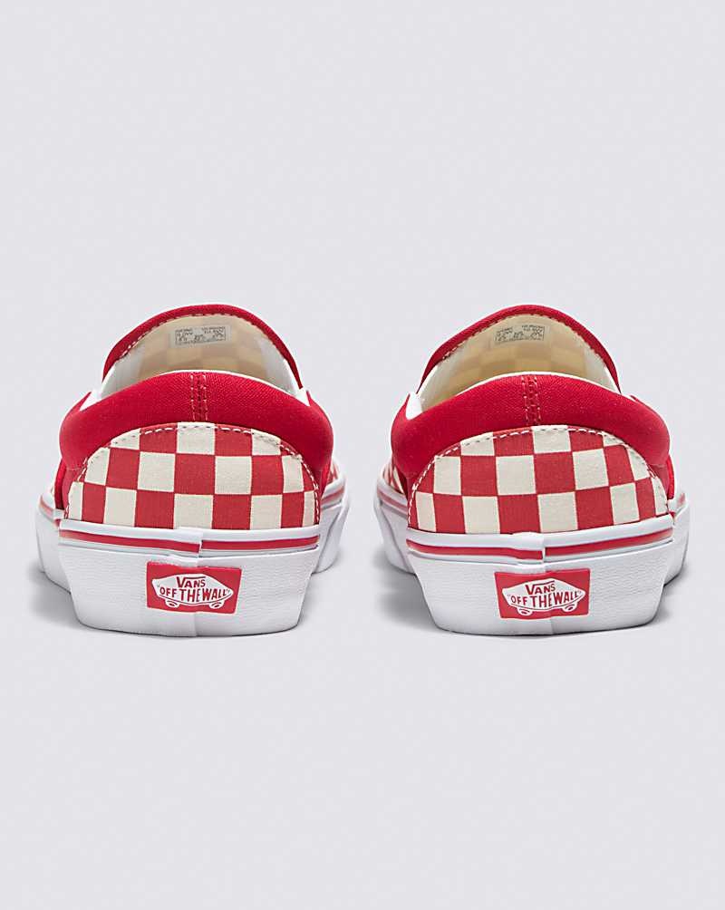 Vans Customs Checkerboard Slip-On Geniş Ayakkabı Erkek Kırmızı Beyaz | Türkiye LGV150278