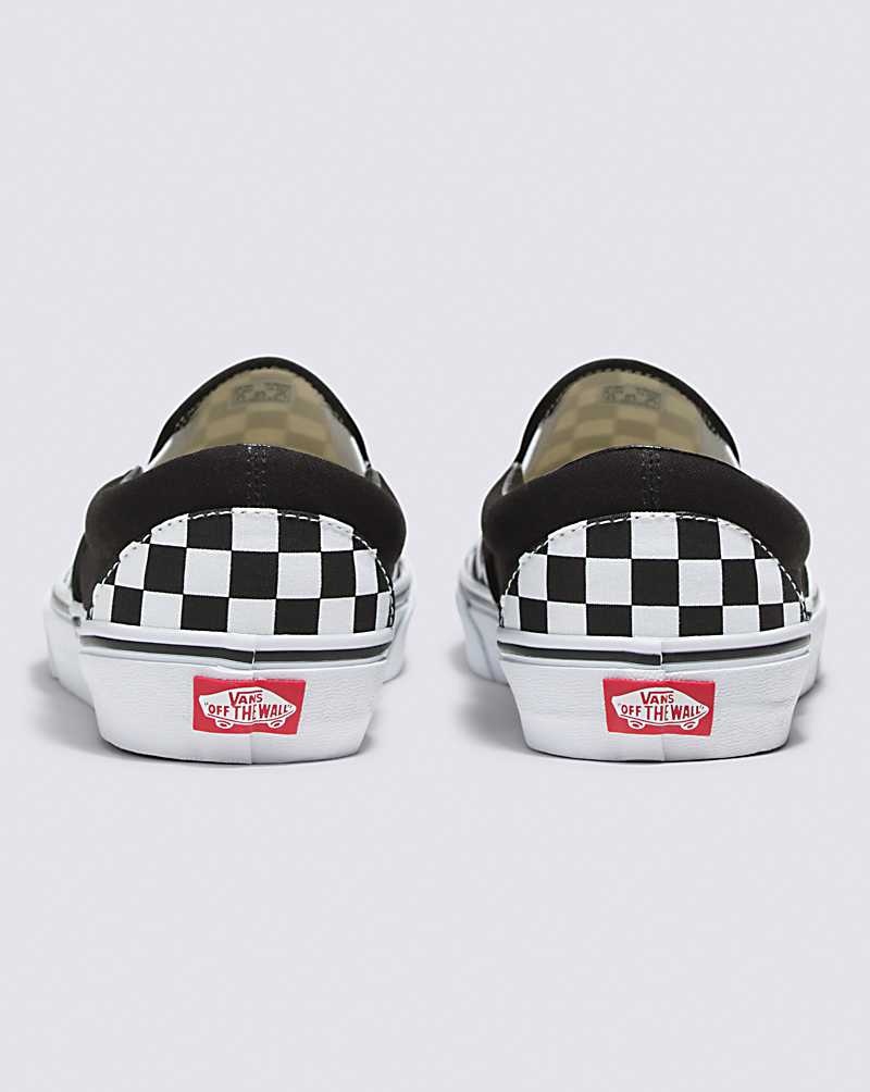 Vans Customs Checkerboard Slip-On Geniş Ayakkabı Erkek Siyah Beyaz | Türkiye LHT051674