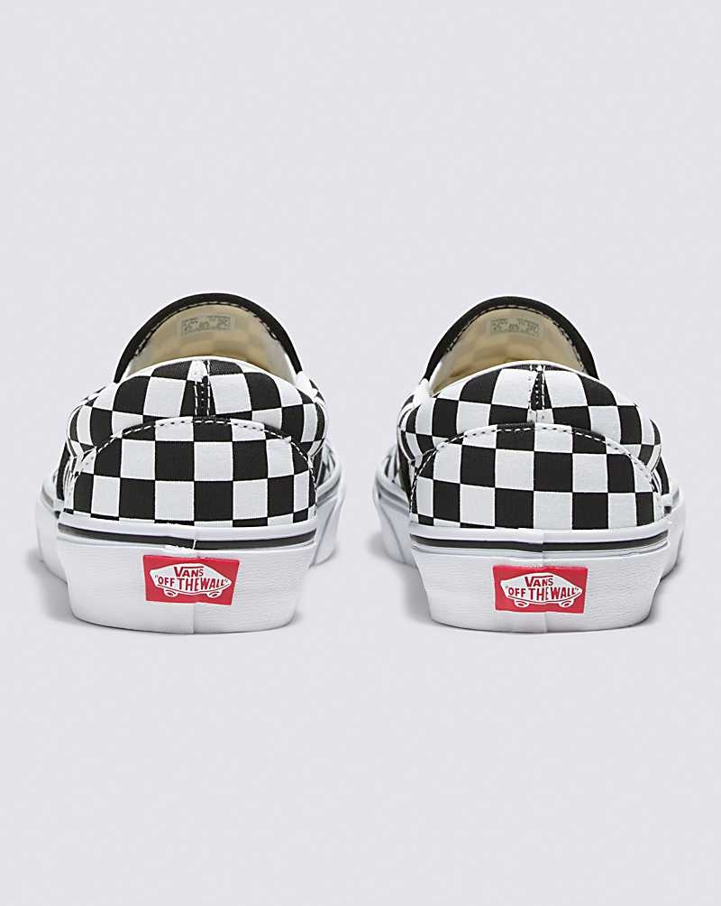 Vans Customs Checkerboard Slip-On Geniş Ayakkabı Erkek Siyah Beyaz | Türkiye YEX869245