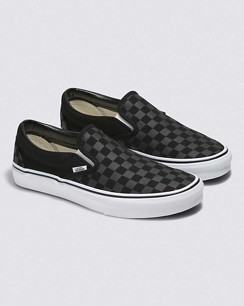 Vans Customs Checkerboard Slip-On Geniş Ayakkabı Erkek Siyah | Türkiye NUC916427