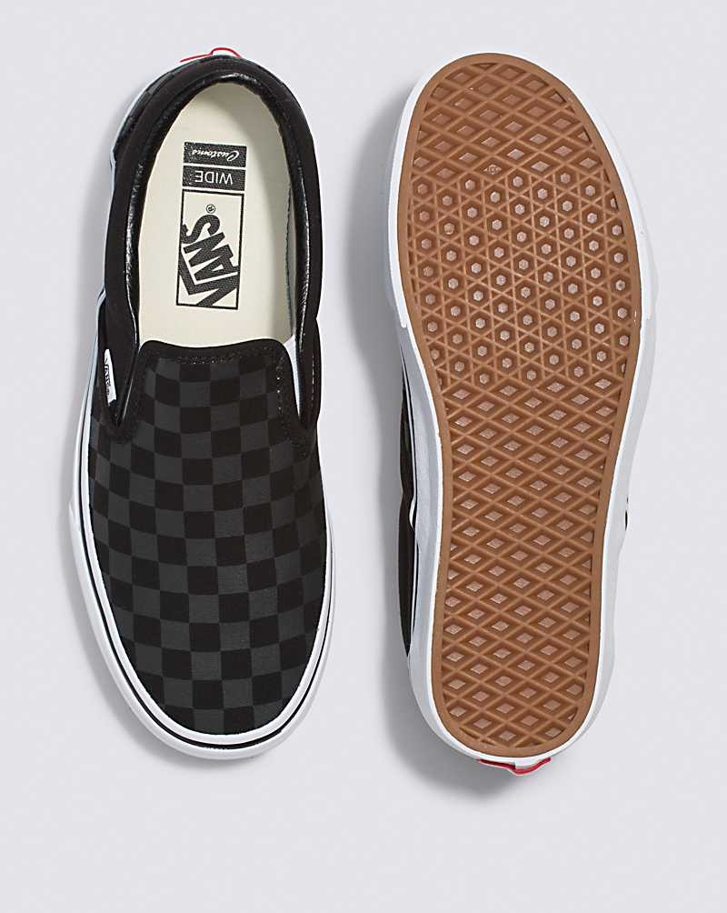 Vans Customs Checkerboard Slip-On Geniş Ayakkabı Erkek Siyah | Türkiye NUC916427