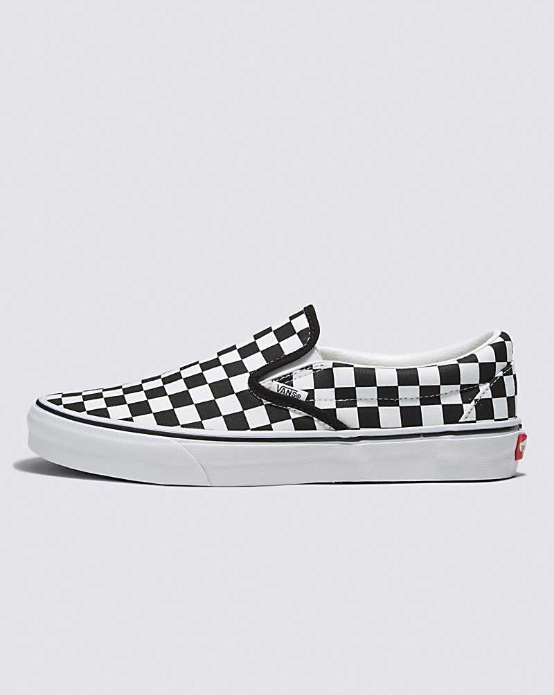 Vans Customs Checkerboard Slip-On Geniş Ayakkabı Kadın Siyah Beyaz | Türkiye DEU745360