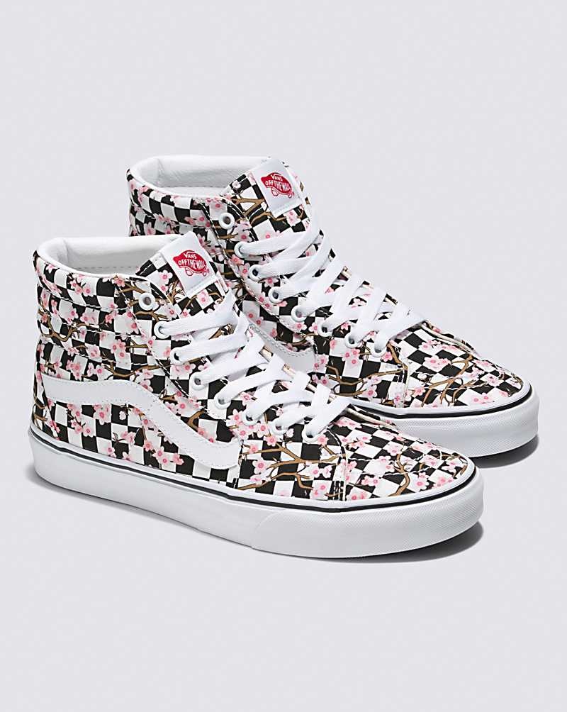 Vans Customs Cherry Blossom Checkerboard Sk8-Hi Ayakkabı Erkek Renkli | Türkiye FTI973156