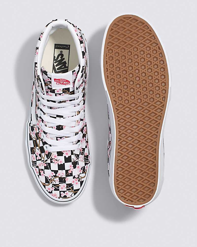 Vans Customs Cherry Blossom Checkerboard Sk8-Hi Ayakkabı Erkek Renkli | Türkiye FTI973156