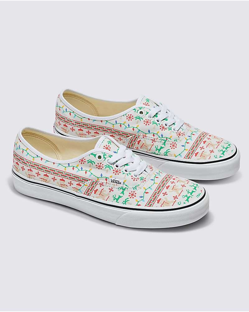 Vans Customs Christmas Kazak Authentic Ayakkabı Erkek Beyaz | Türkiye BLT987234