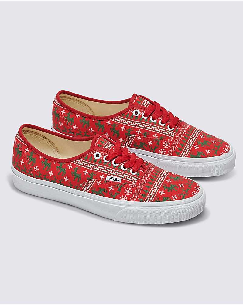 Vans Customs Christmas Kazak Authentic Ayakkabı Erkek Kırmızı | Türkiye XDC329156