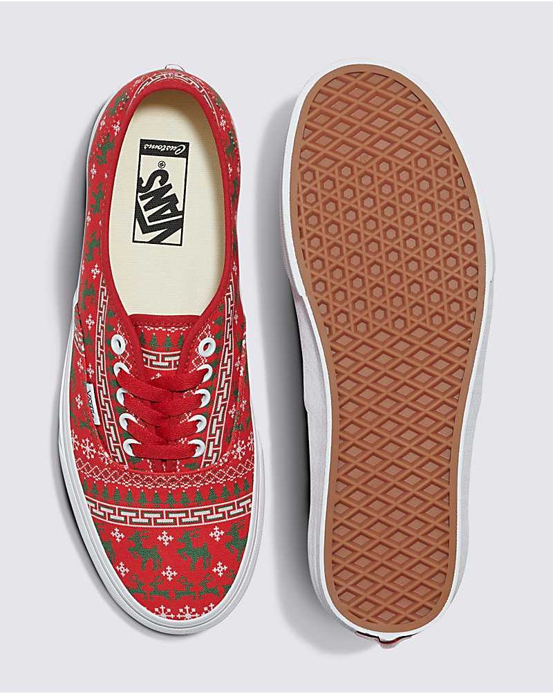 Vans Customs Christmas Kazak Authentic Ayakkabı Erkek Kırmızı | Türkiye XDC329156