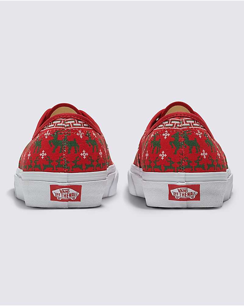 Vans Customs Christmas Kazak Authentic Ayakkabı Erkek Kırmızı | Türkiye XDC329156