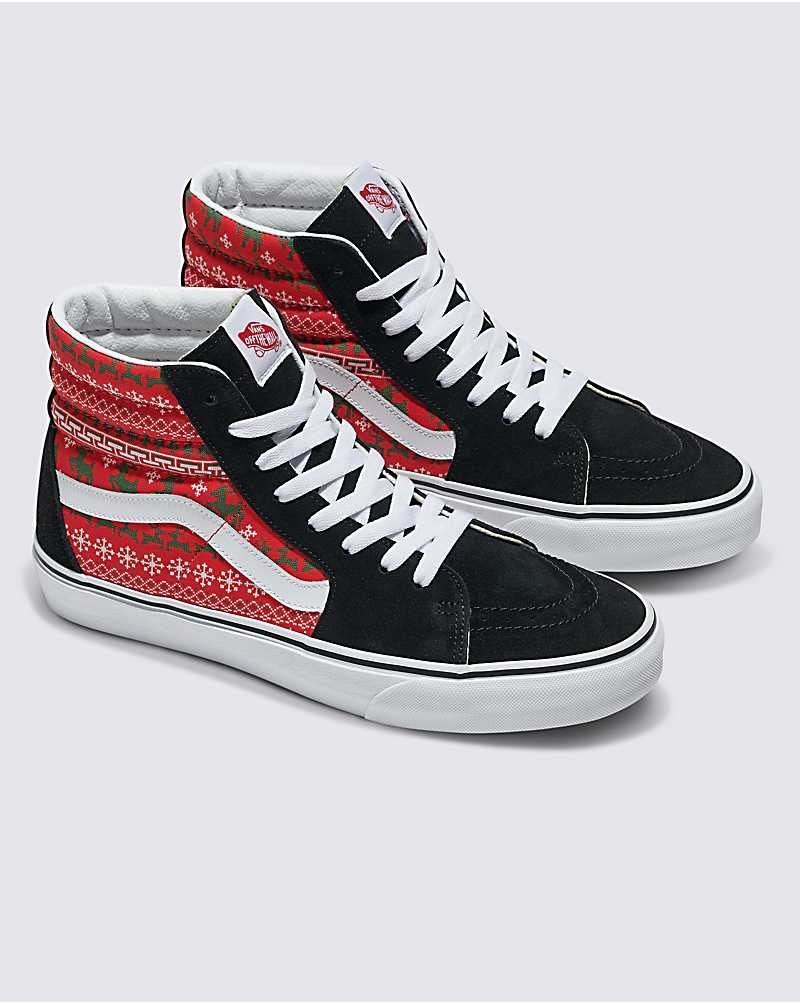 Vans Customs Christmas Kazak Sk8-Hi Ayakkabı Erkek Kırmızı | Türkiye JFZ971286