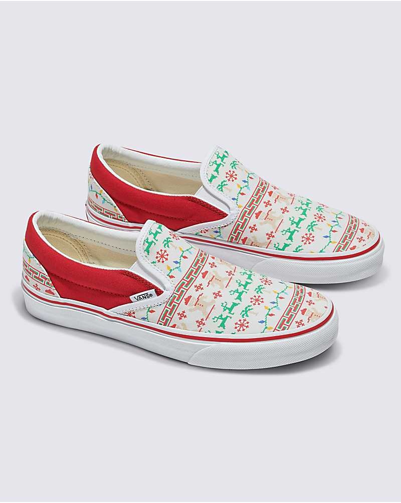 Vans Customs Christmas Kazak Slip-On Ayakkabı Erkek Beyaz | Türkiye LJV401869