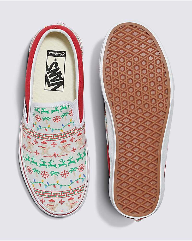 Vans Customs Christmas Kazak Slip-On Ayakkabı Erkek Beyaz | Türkiye LJV401869