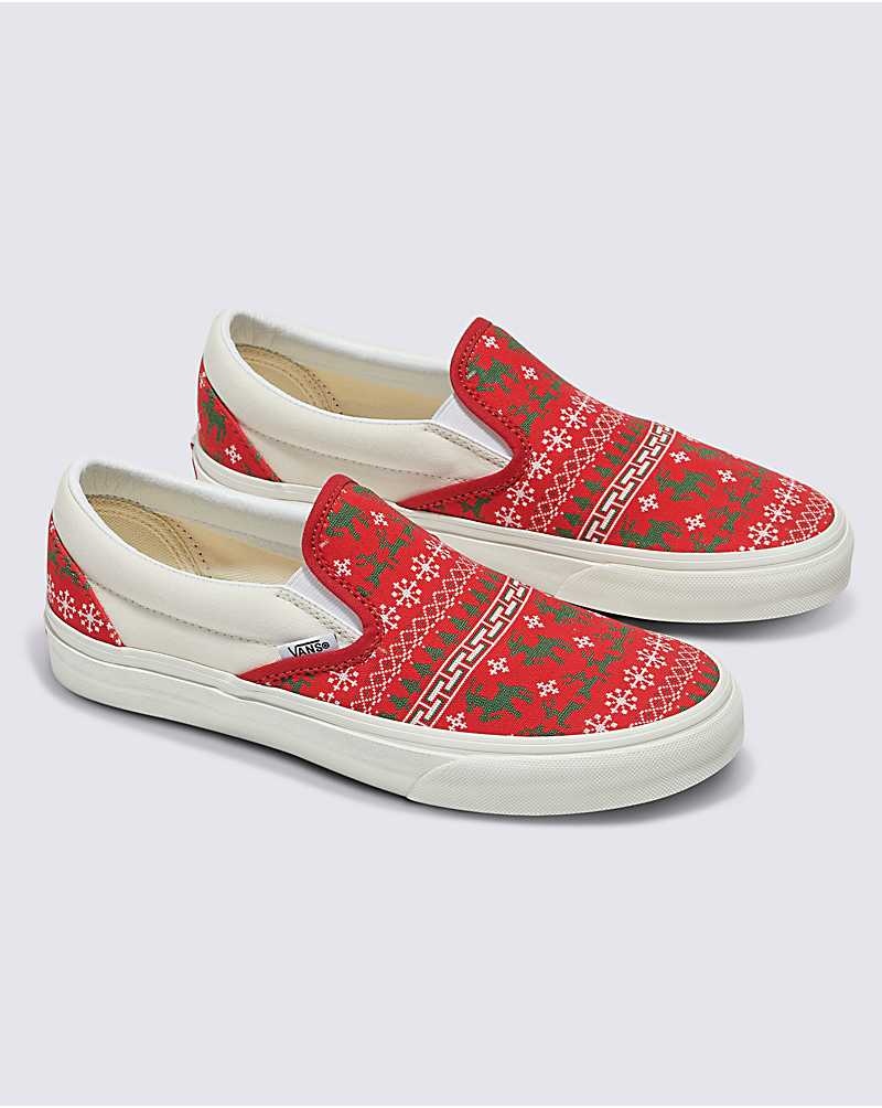 Vans Customs Christmas Kazak Slip-On Ayakkabı Erkek Kırmızı | Türkiye BHN816047