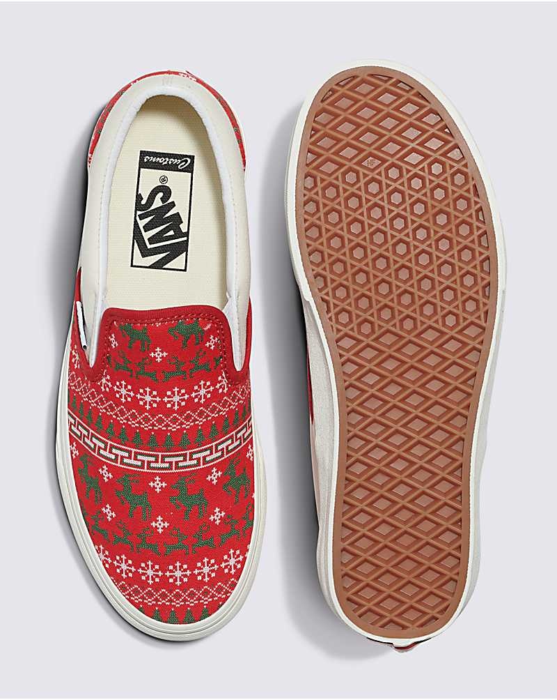 Vans Customs Christmas Kazak Slip-On Ayakkabı Erkek Kırmızı | Türkiye BHN816047