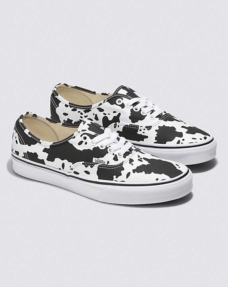 Vans Customs Cow Print Authentic Ayakkabı Erkek Siyah Beyaz | Türkiye VZA567429