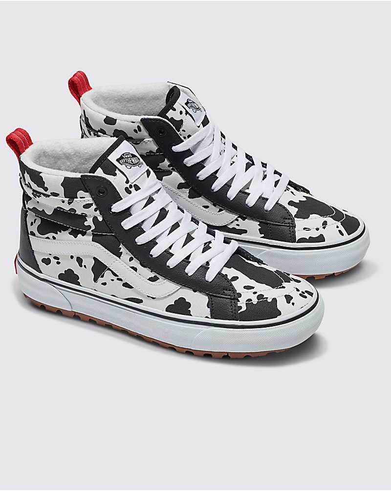 Vans Customs Cow Print Sk8-Hi MTE-1 Ayakkabı Erkek Siyah Beyaz | Türkiye PUL348659