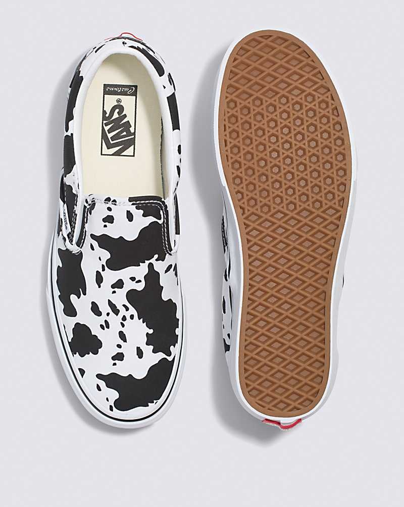 Vans Customs Cow Print Slip-On Ayakkabı Erkek Siyah Beyaz | Türkiye FDV394105