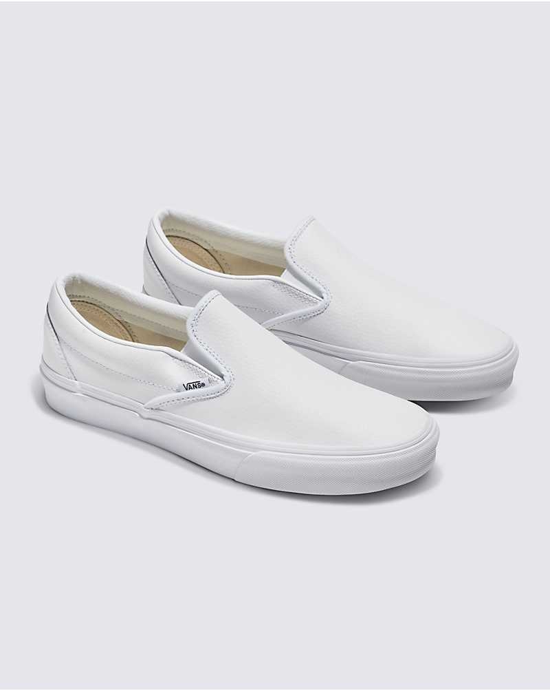 Vans Customs Elevated Deri Slip-On Ayakkabı Erkek Beyaz | Türkiye ZVF735826