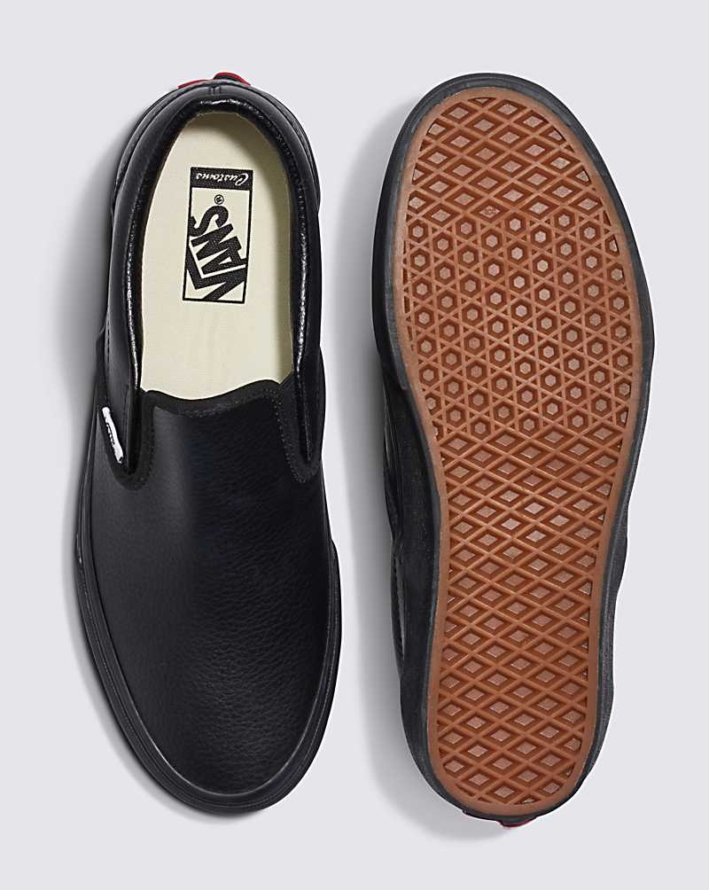 Vans Customs Elevated Deri Slip-On Ayakkabı Erkek Siyah | Türkiye VAB270653